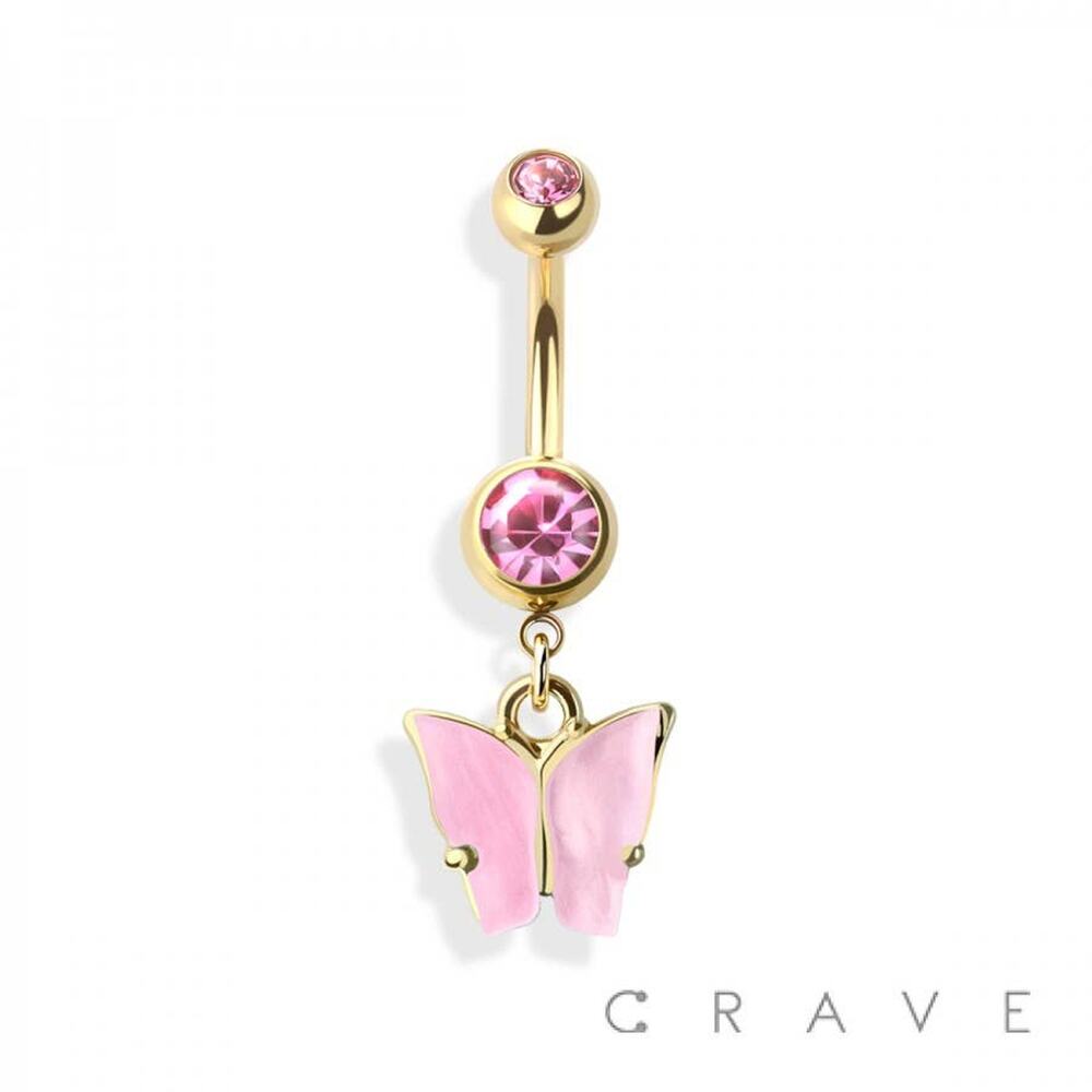 Acrylic Butterfly Dangle Navel Ring